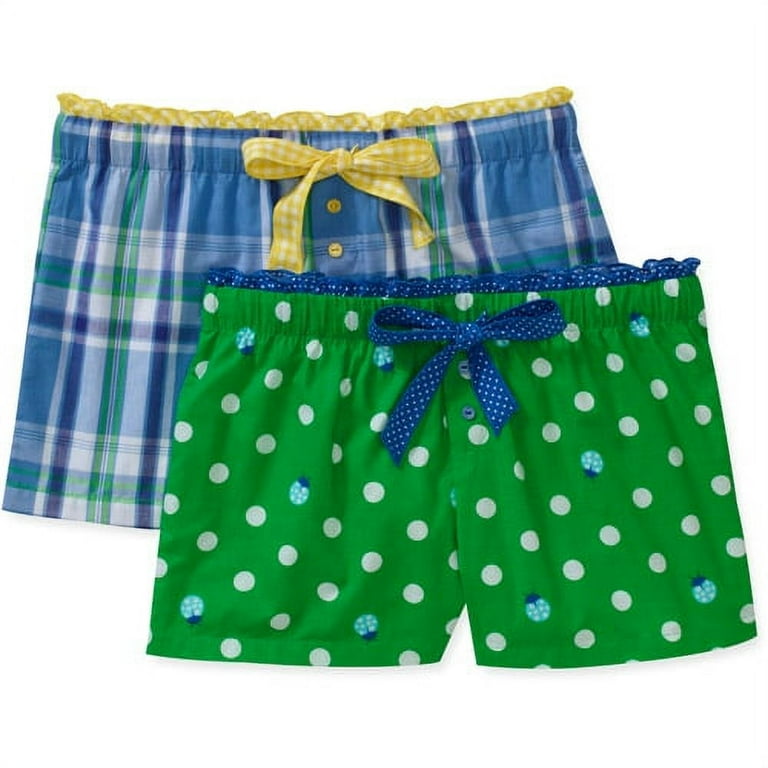 Faded Glory Women s Woven Sleep Shorts 2 Walmart