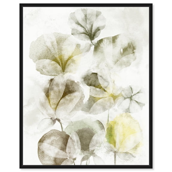 Faded Leaves Canvas Print Bathroom Wall Art by Notoriart, Black Frame, 20 x 24