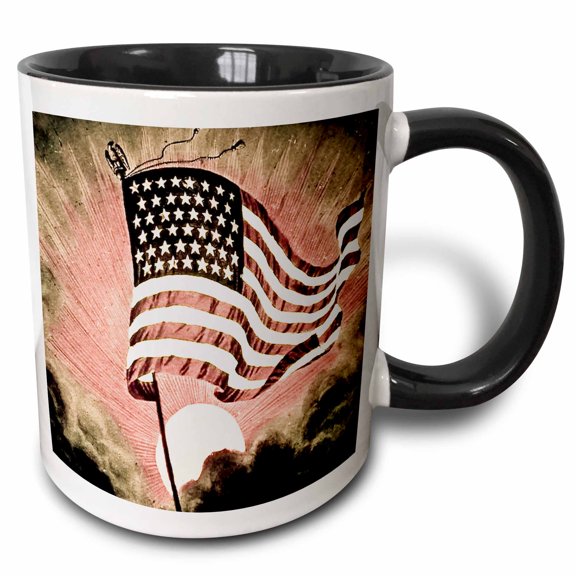 3drose, Faded Old Glory, 11oz Two-tone Black Mug