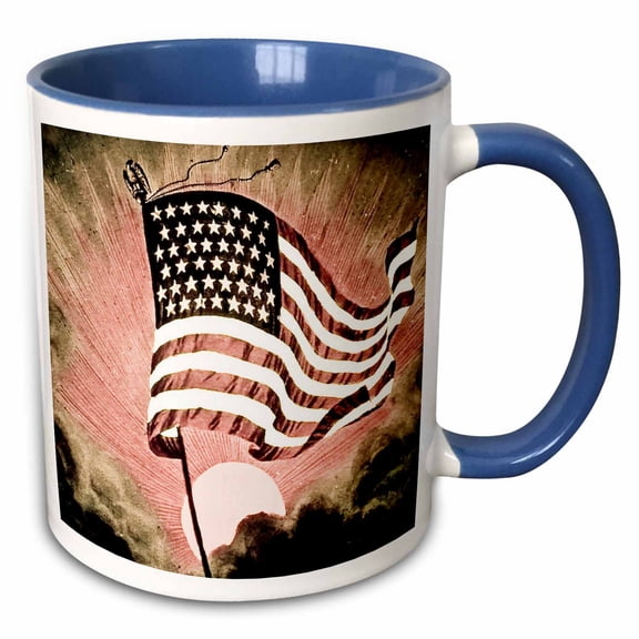 3drose, Faded Old Glory, 11oz Two-tone Blue Mug