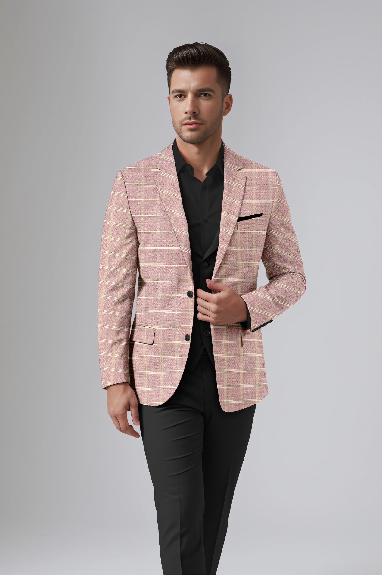 SKU#JA61711 Mens Shiny Blazer - Hot Pink Sateen Suit (No Vest) main image 0