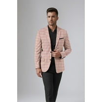Faded Pink Men's Party Checkered Suit Jacket Slim Fit Blazer
