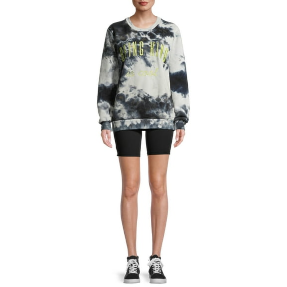 Faded Rose Juniors' Tie Dye Oversized Sweatshirt & Bike Shorts, 2 Pack