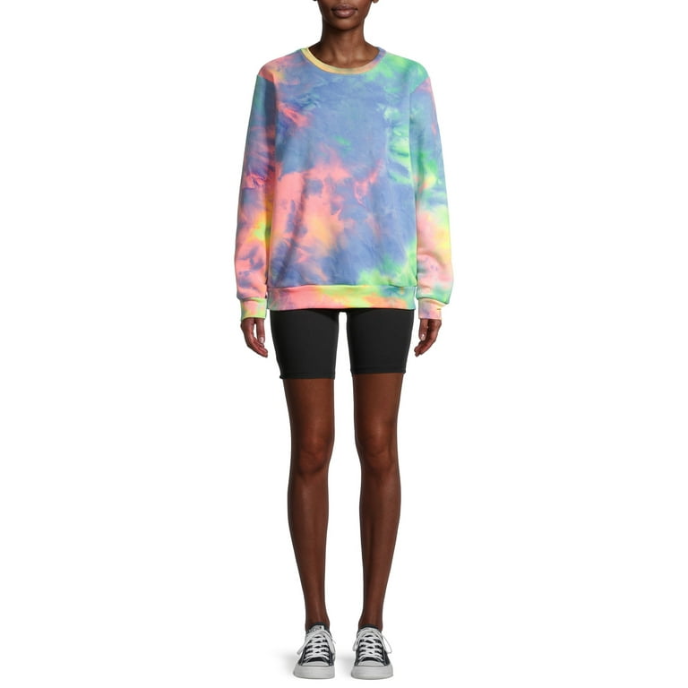 Faded Rose Juniors Tie Dye Oversized Sweatshirt Bike Shorts 2 Pack Walmart