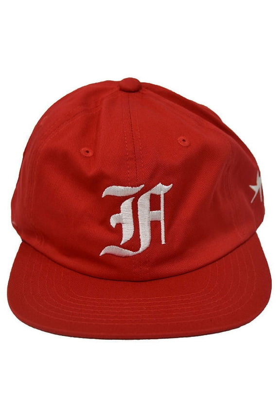 Denim Wash Old English Cap in Red - One Size