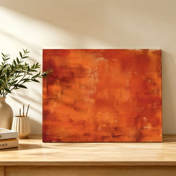 Faded Rust Red Canvas Wall Art, Vintage Minimalist Terracotta Distressed Grain Wall Art Prints Artwork Framed Canvas Ready to Hang Art Pictures for Bathroom, Dressing Table, Entryway 12" x 8"