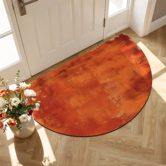 Faded Rust Red Diatomaceous Earth Bath Mat, Vintage Minimalist Terracotta Distressed Grain Half Round Non-Slip Quick Dry Door Mat Super Absorbent Bath Rug for Bathroom Kitchen Laundry 16x24in