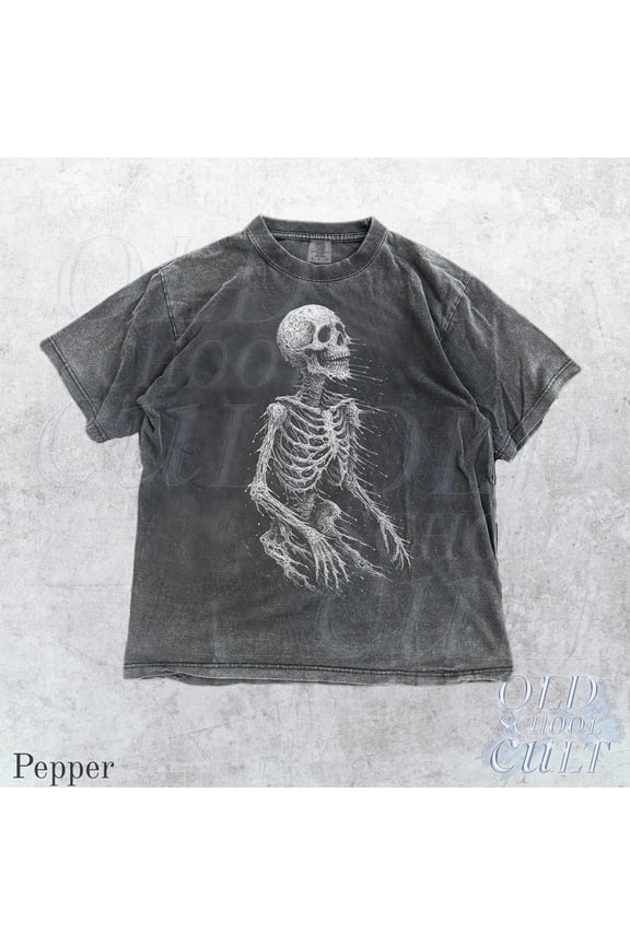 Faded Skeleton Vintage 90s Style Graphic Shirt, Skeleton Comfort Colors® Y2k Goth Retro Tee,2000s Emo Clothes,Skull Streetwear Oversize Tee