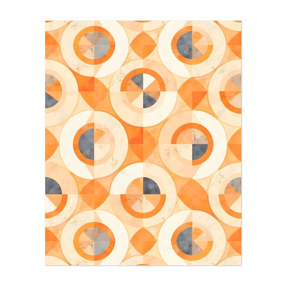 Faded Terra Geometrics - Illustration Geometric Pattern Mid-Century Modern Abstract Modern Art Vintage Retro Unframed Wall Art Print 24 x 32 inches