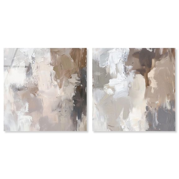 Faded Textured Harmony Pair Acrylic Print Abstract Wall Art Set by Art Remedy, Ready to Hang, 12 x 12