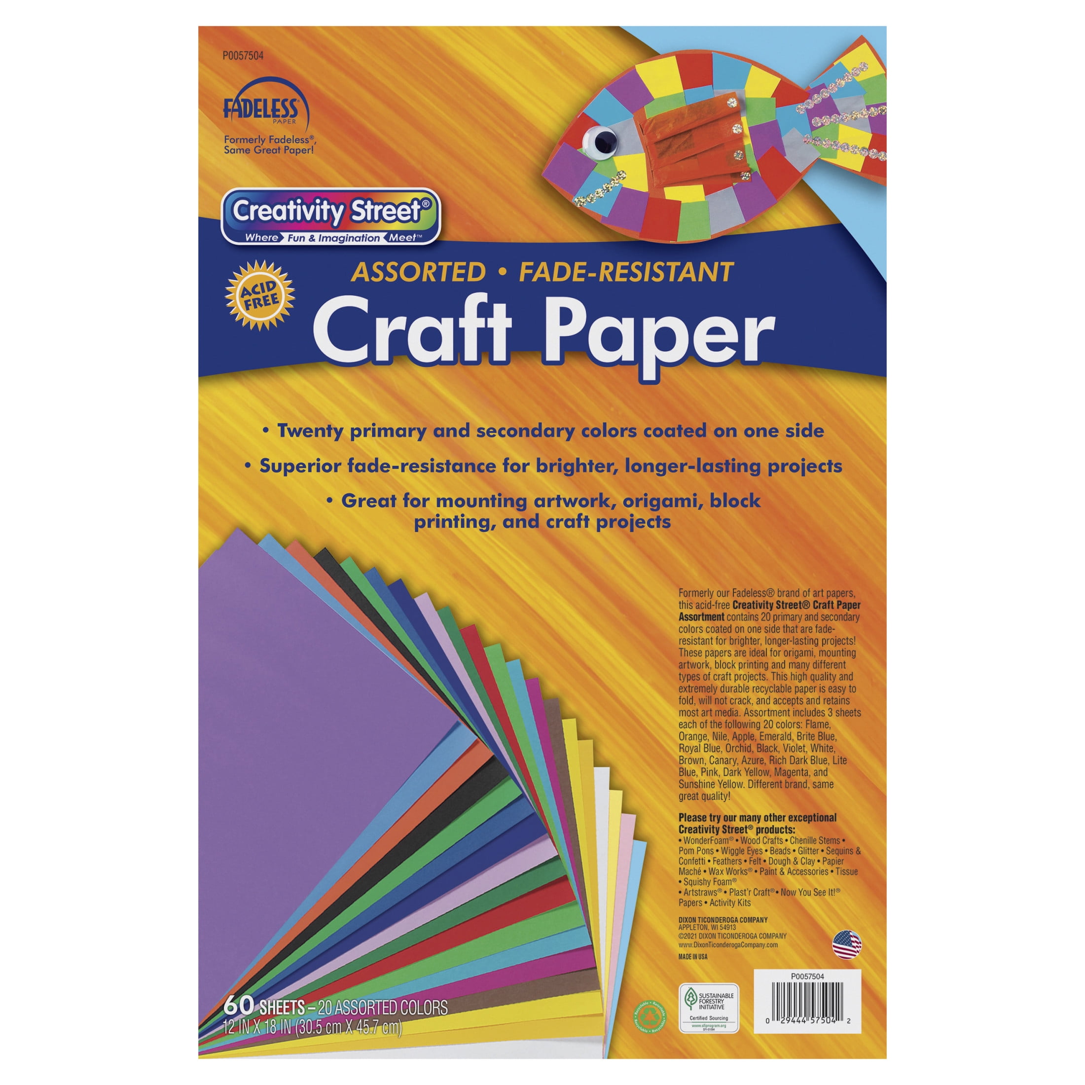 Fadeless Art Paper, 50 lb., 18 x 24 Inches, Multiple Colors, 60 Sheets