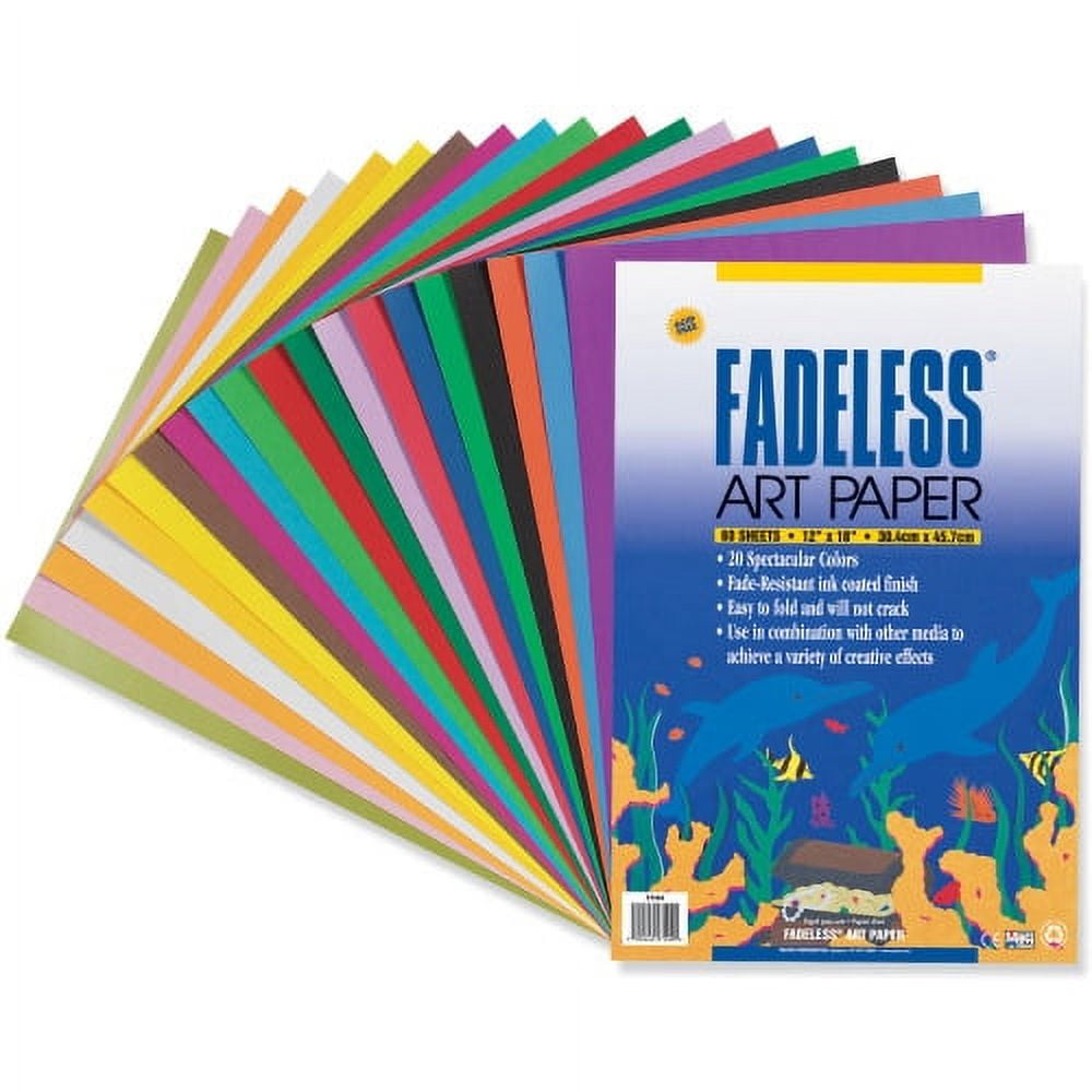 Fadeless Paper Roll, Bulletin Board Art Paper, 4-Feet by 50-Feet Case of 9  Assortment Colors