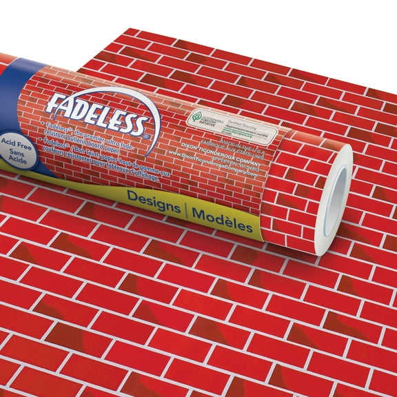 Fadeless Bulletin Board Art Paper, Two- Tone Brick, Red, 48 in x 50 ft roll, color fast, display