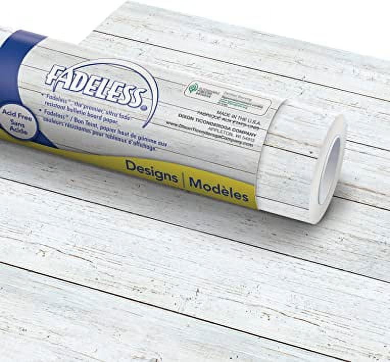 Fadeless Bulletin Board Art Paper, White Shiplap, 48" x 50', 1 Roll