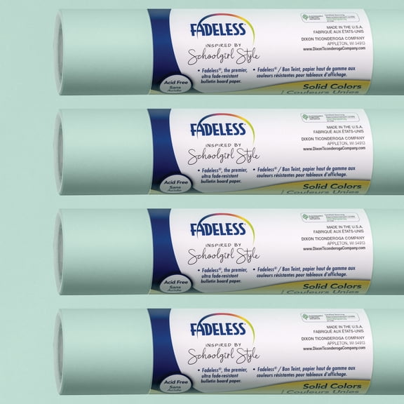 Fadeless Schoolgirl Style Bulletin Board Paper, 48" x 12', Mint to Be, 4 Rolls