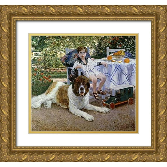 Fader, Fernando 16x15 Gold Ornate Wood Framed with Double Matting Museum Art Print Titled - Dos Buenos Amigos
