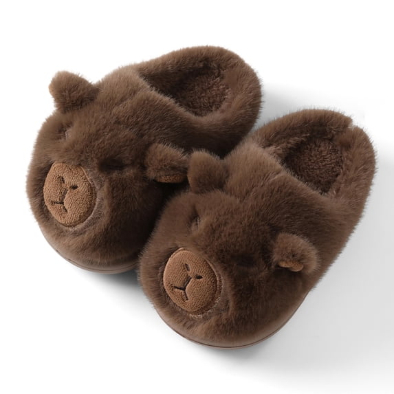 Fadezar Big Kids Fuzzy Slippers Winter Warm Cute Capybara House Shoes for Boys Girls