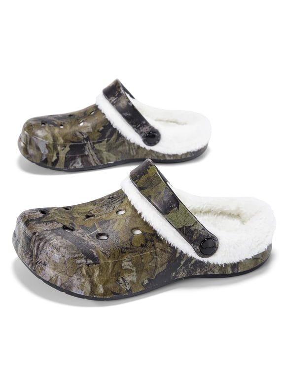 Women and Men Fur Lined Clogs Winter Warm Fuzzy Garden Shoes Non-slip House Slippers