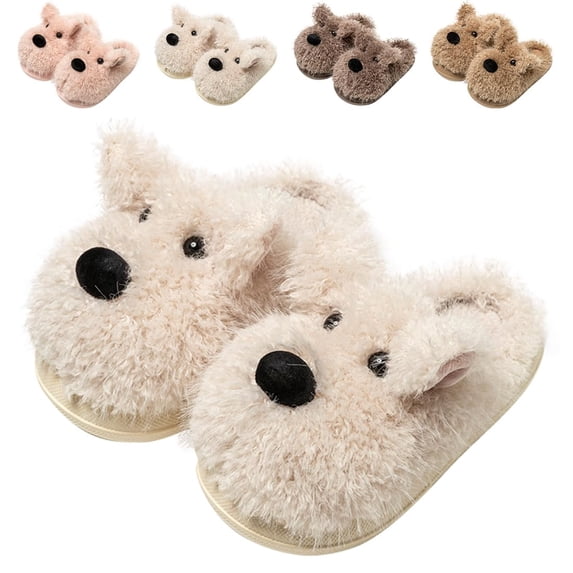 Fadezar Kids Fuzzy Slippers Winter Warm Cute Dog House Slippers Non Slip Indoor Puppy Shoes for Little Big Boys Girls