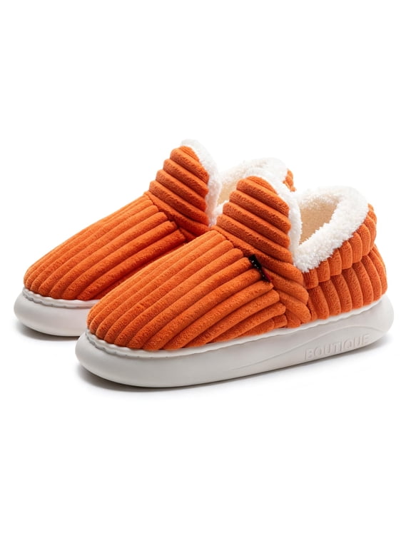 Womens Mens Fuzzy Slippers Anti-Slip Warm House Shoes Memory Foam Ankle Bootie Slippers