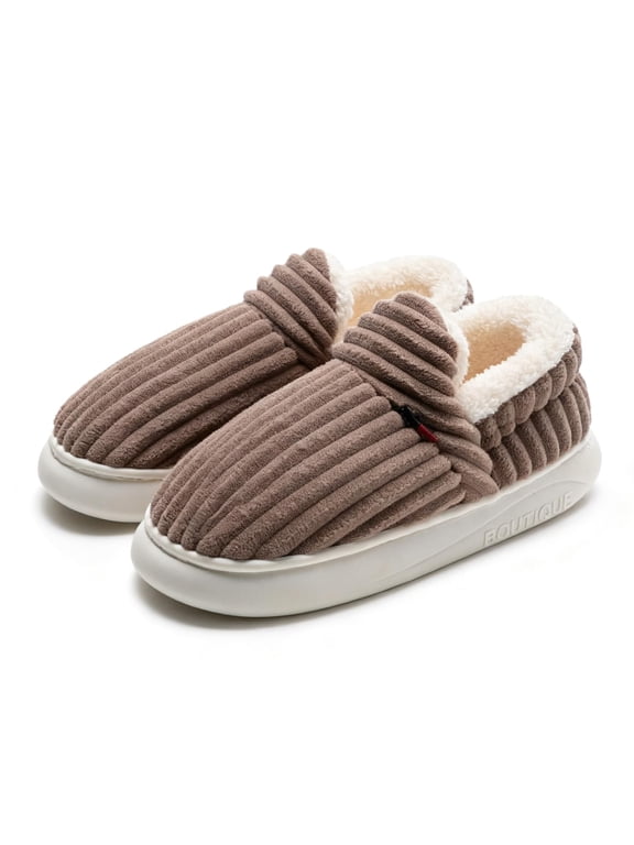 Fuzzy Slippers for Women and Men Warm Ankle Bootie Slippers with Memory Foam Bedroom Non-slip House Shoes