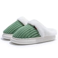 thumbnail image 1 of Fadezar Women's Fuzzy Slippers with Memory Foam, Faux Fur Lined Open-Back House Slippers, Green, 1 of 6