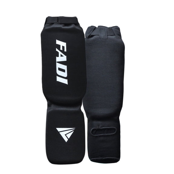 Fadi Sports Shin Instep Guards for Muay Thai, Kickboxing & MMA – Lightweight – Black S