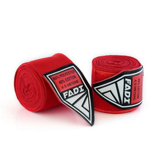 Fadi Sports Semi-Elastic Poly-Cotton 120-Inch Red Mexican Hand Wraps for Boxing and MMA Training