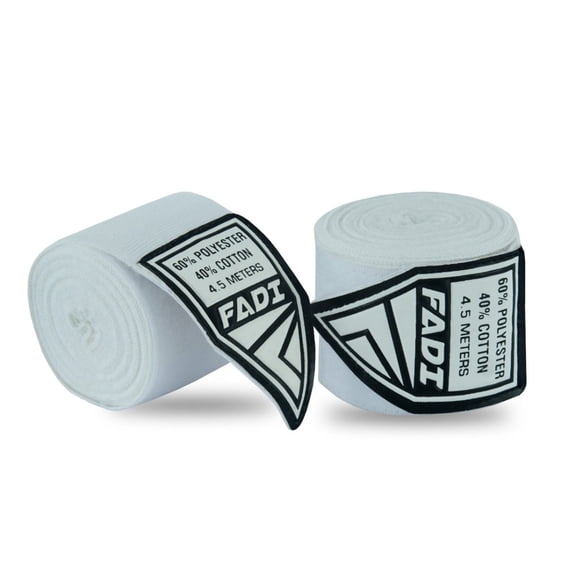 Fadi Sports Semi-Elastic Poly-Cotton White Mexican Hand Wraps, 120 Inches for Boxing & MMA Training