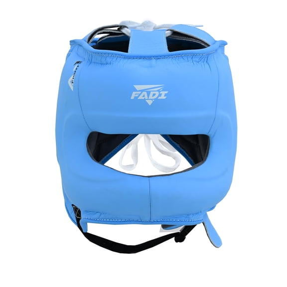 Fadi Sports A1 Premium Leather Boxing Headgear for Adults, MMA & Kickboxing Training, S/M, Sky-Blue