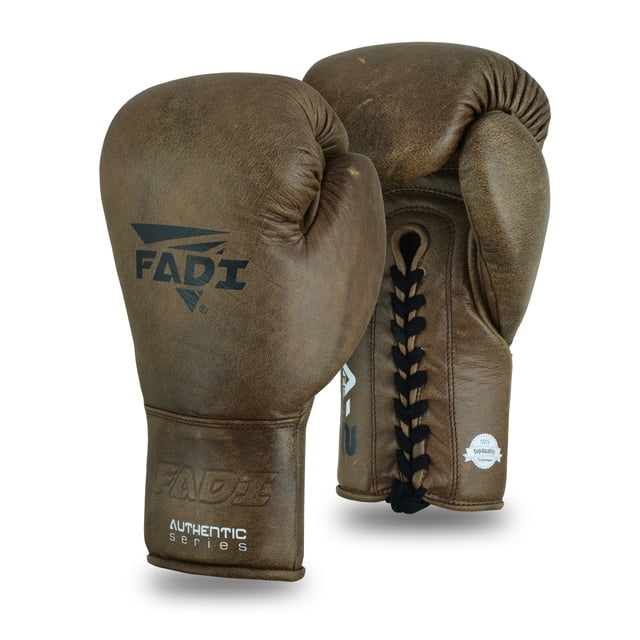 Fadi Sports A2 Lace-Up Boxing Gloves, for Training & Sparring, Cowhide Leather, Vintage Brown color - 16 oz