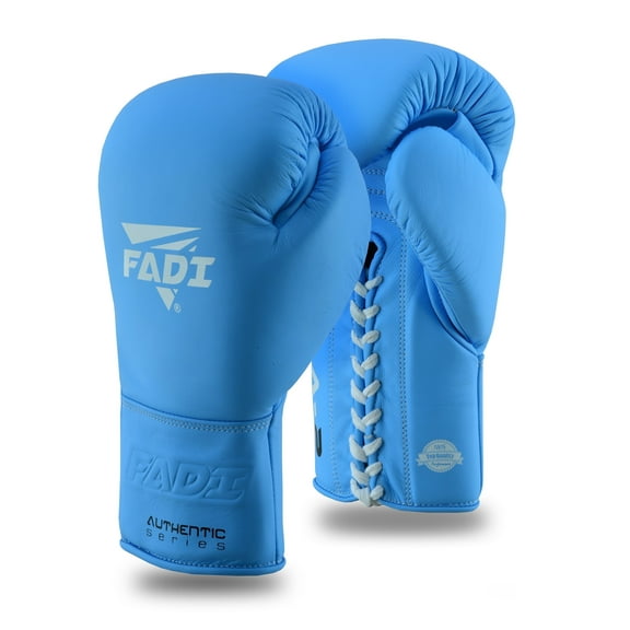 Fadi Sports A2 Lace up Boxing Gloves Made of Matte Cow Hide Leather Blue - 16 oz