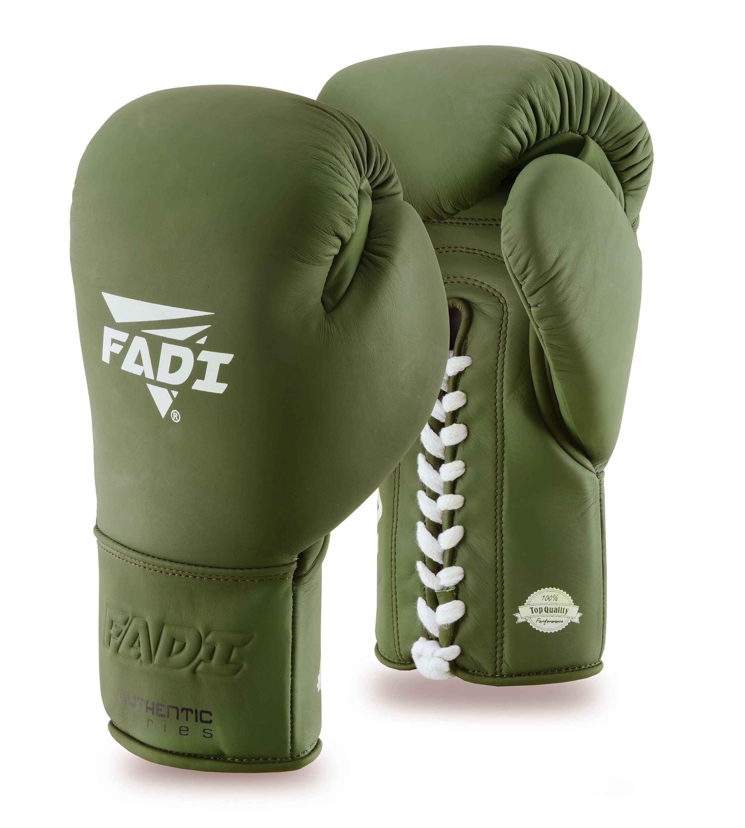 Fadi Sports A2 Lace-Up Boxing Gloves, for Training & Sparring, Matte Cowhide Leather, Green - 10 oz
