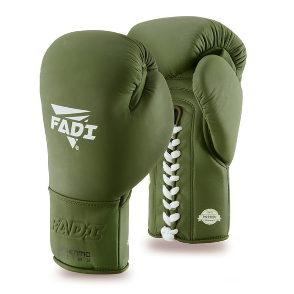 Fadi Sports A2 Lace up Boxing Gloves Made of Matte Cow Hide Leather Green - 16 oz