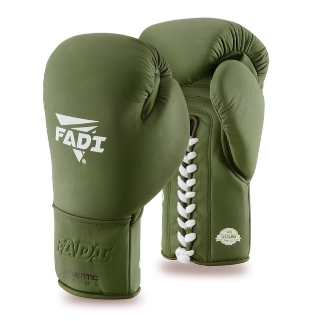 Fadi Sports A2 Lace-Up Boxing Gloves, for Training & Sparring, Matte Cowhide Leather, Green - 16 oz