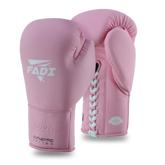 Fadi Sports A2 Lace-Up Boxing Gloves, for Training & Sparring, Matte Cowhide Leather, Pink - 14 oz