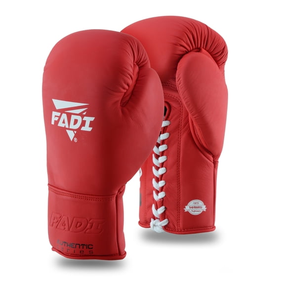 Fadi Sports A2 Lace-Up Boxing Gloves, for Training & Sparring, Matte Cowhide Leather, Red - 16 oz