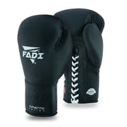 Fadi Sports A2 Lace-Up Boxing Gloves, for Training & Sparring, Matte Cowhide Leather, Black - 12 oz