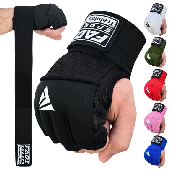 Fadi Sports Elastic Quick Gel Hand Wraps, Inner Boxing Gloves for Training, Breathable Stretch Fabric, Black, M