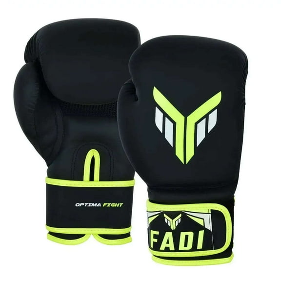 Fadi Sports Optima Fight Series Boxing Gloves Made of Black Matte Artificial Leather - 12 Oz