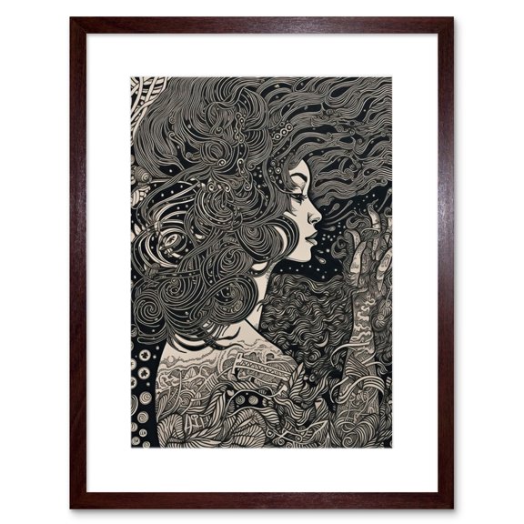 Fading Away Concept Art Modern Boho Illustration Artwork Framed Wall Art Print 9X7 Inch