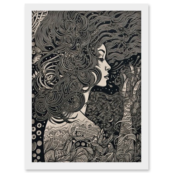 Fading Away Concept Art Modern Boho Illustration Artwork Framed Wall Art Print A4