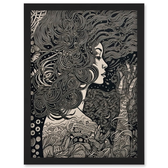 Fading Away Concept Art Modern Boho Illustration Artwork Framed Wall Art Print A4