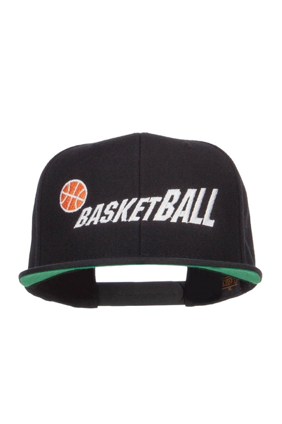 Fading Basketball Embroidered Snapback Cap - Black OSFM