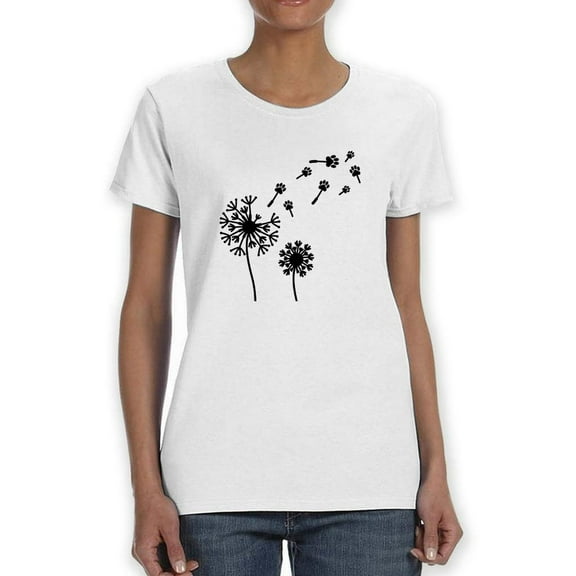 Fading Dandelion Shaped T-Shirt Women -Smartprints Designs, Female XX-Large