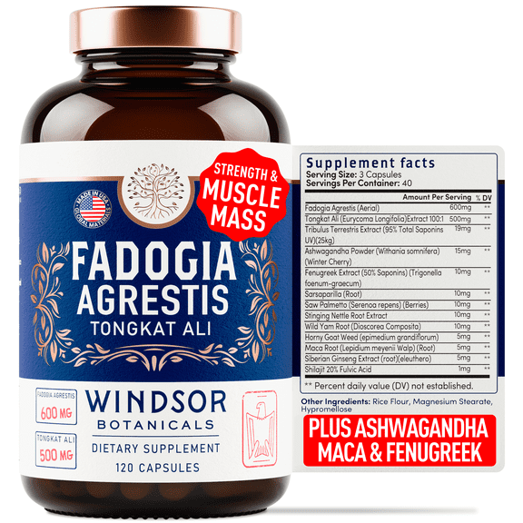 Fadogia Agrestis 600mg, 500mg Longjack Tongkat Ali for Men, Maca Root, Fenugreek, Ashwagandha, Saw Palmetto to Support Energy, Stamina, Vitality - 120Caps