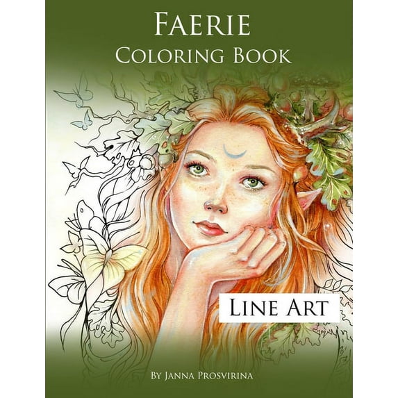 Faerie Coloring Book: Line Art, (Paperback)