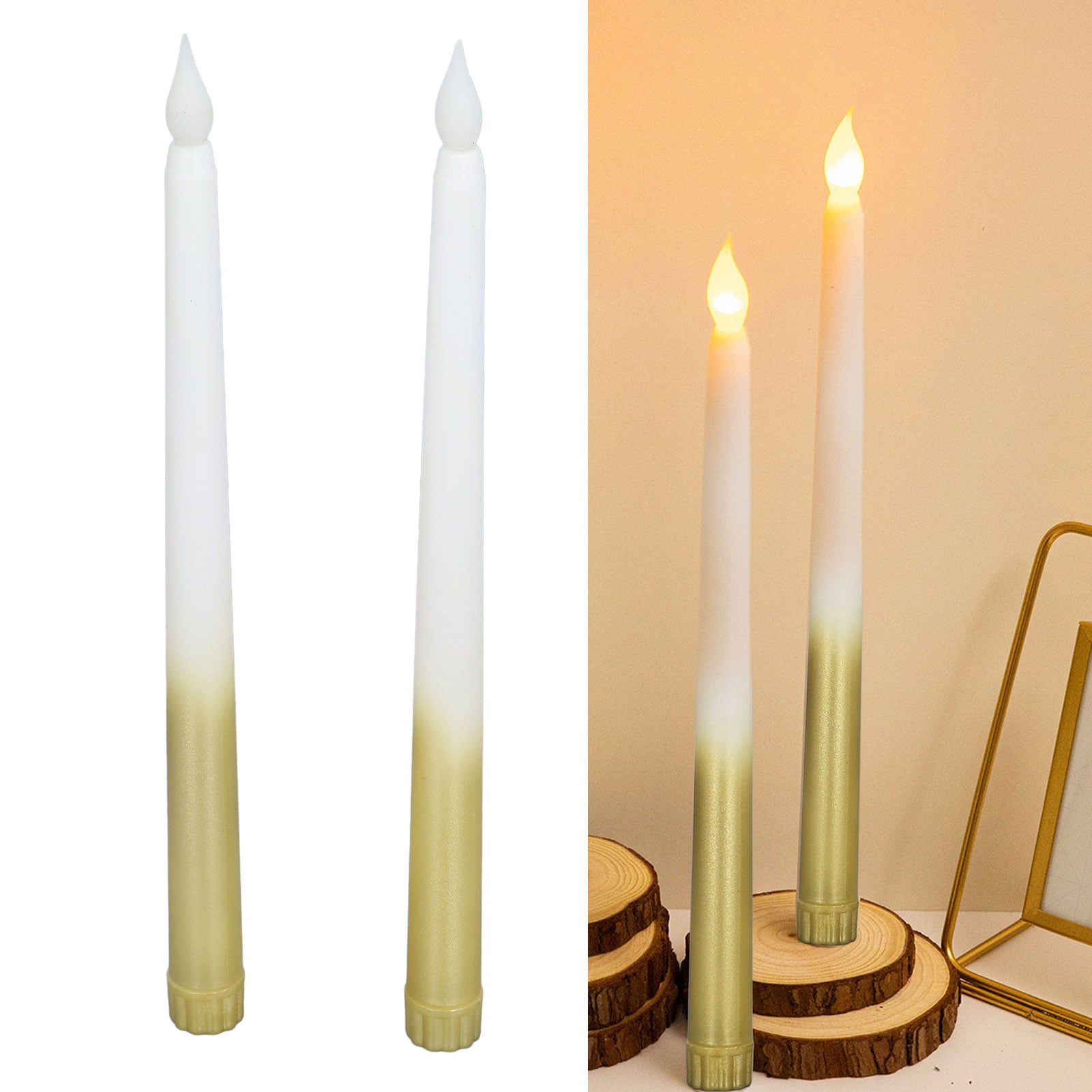 Fafeicy 2pcs LED Taper Candles, Flameless Battery Powered LED Candle