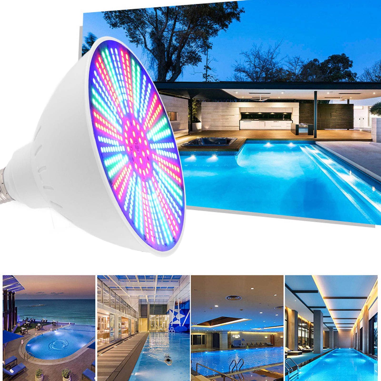 Fafeicy LED Swimming Pool Light, 12V 40W IP68 E26 RGB Color Changing