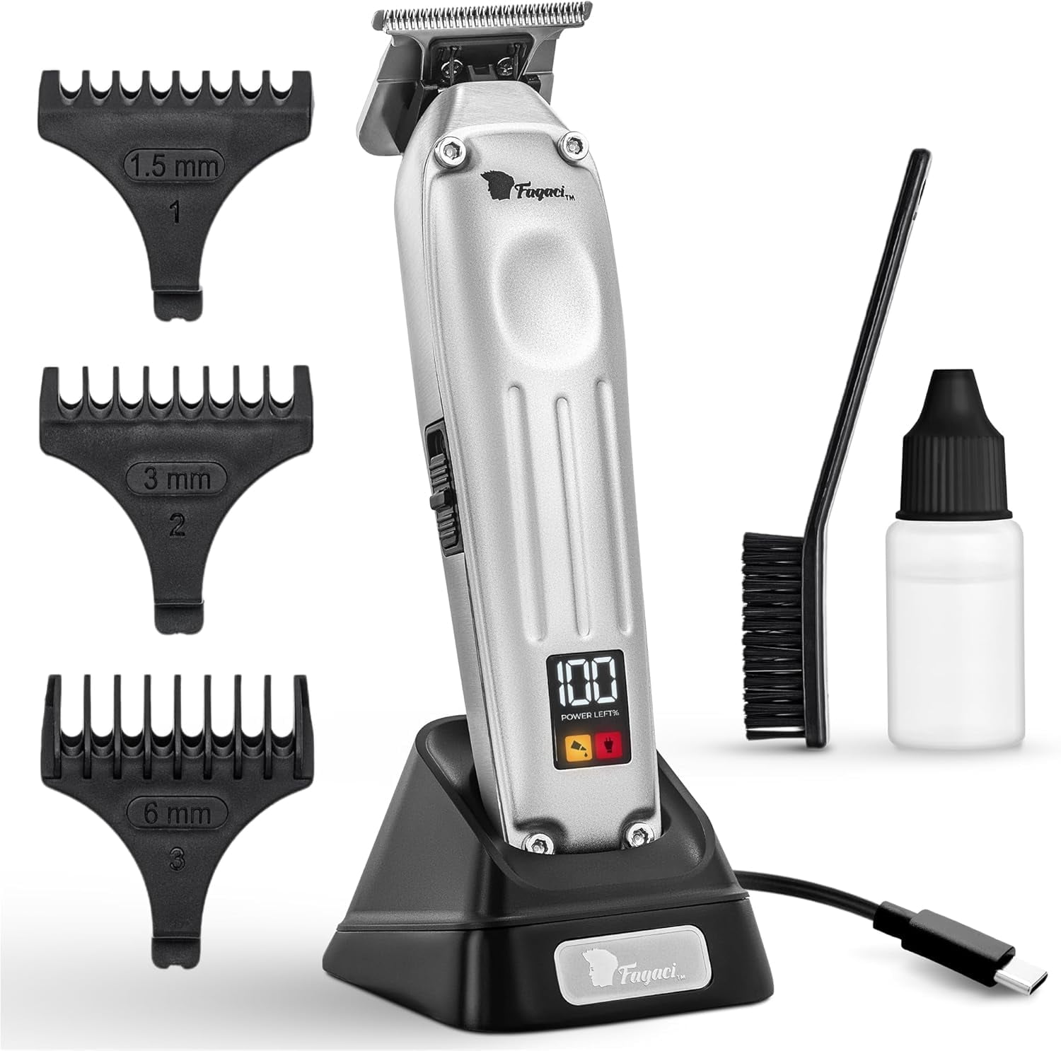 Fagaci Professional Zero Gapped Hair Trimmer for Men, 5X Longer ...